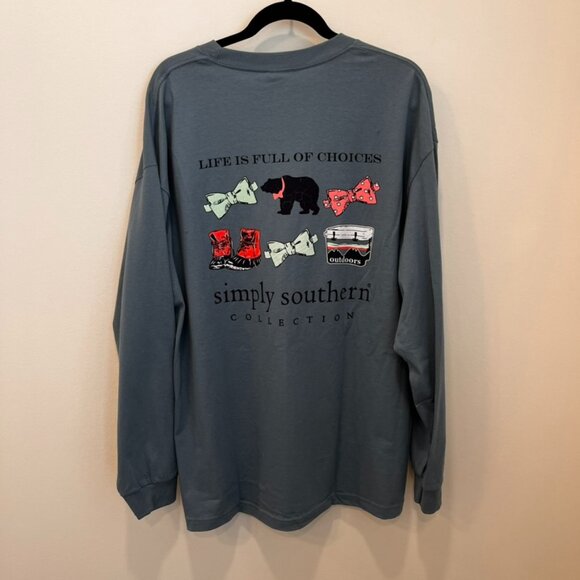 Simply Southern Shirt Women’s XL NWT Long Sleeve Bow tie Boots Outdoors Bear - Picture 1 of 8